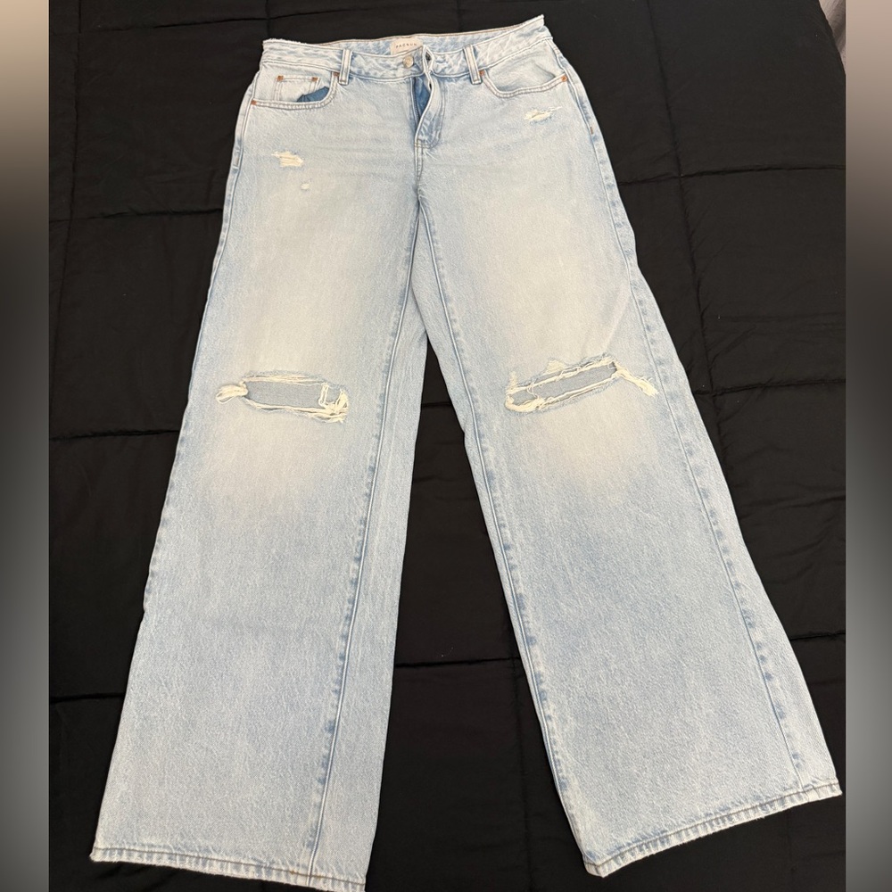 Pacsun Casey Fray Low Rise Baggy Jeans Ripped Light Indigo